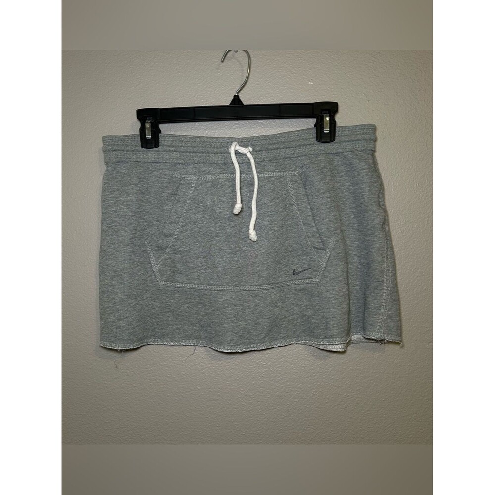 Nike Y2K Gray Drawstring Fleece Athletic Mini Tennis Skirt Women’s Size Large